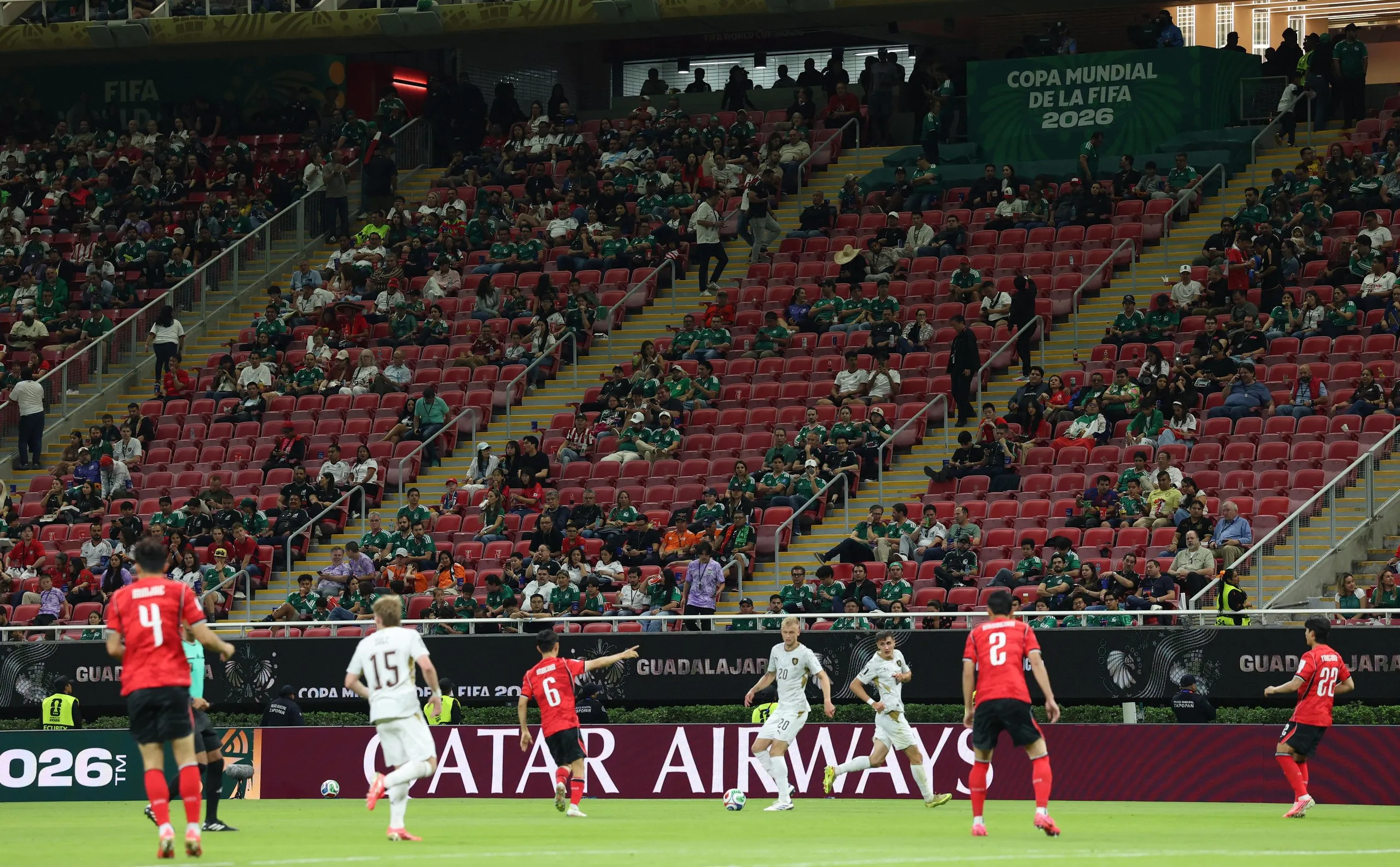 South Korea playing Czechia against a backdrop of empty seats